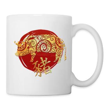 Schwein Chinesisches Tierkreiszeichen Horoskop - Tasse - Weiß - Rechts