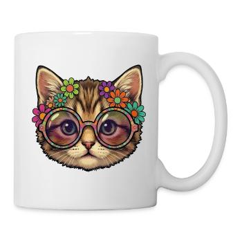 Chaton hippie - Mug blanc - blanc - Droite
