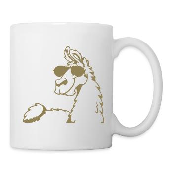 Cool Llama Alpaca Sunglasses Silhouette - Mug - white - Right