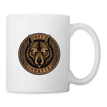 Wolf Ring Emblem with Runes - Mug - white - Right