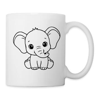 Niedliches Elefantenbaby – Schwarz und Weiß - Tasse - Weiß - Rechts