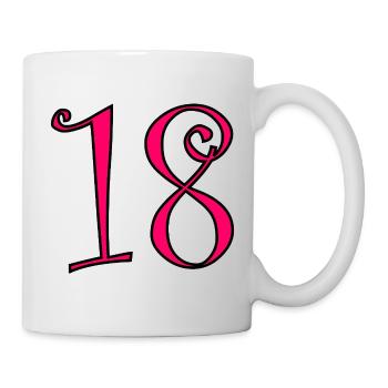 18. 18 JAHRE ALT. 18-JÄHRIGES JUBILÄUM. 18. GEBURTSTAG. - Tasse - Weiß - Rechts