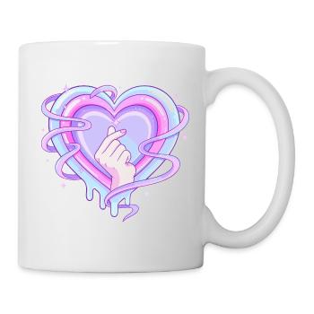 Cœur pastel K Pop Symbole de doigt Amour - Mug blanc - blanc - Droite
