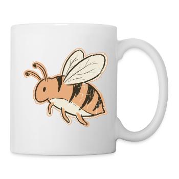 Oranger Cartoon Bienenstreifen Tiger - Tasse - Weiß - Rechts