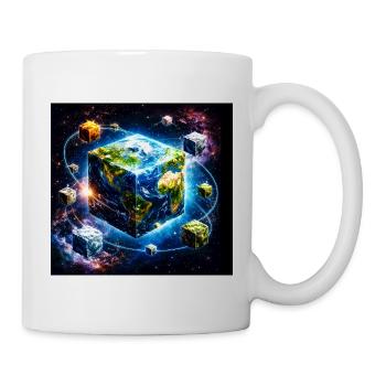 Erdwürfel im Weltraum - Tasse - Weiß - Rechts