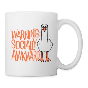 Avertissement : mouette socialement maladroite, majeur coquin - Mug blanc - blanc - Droite