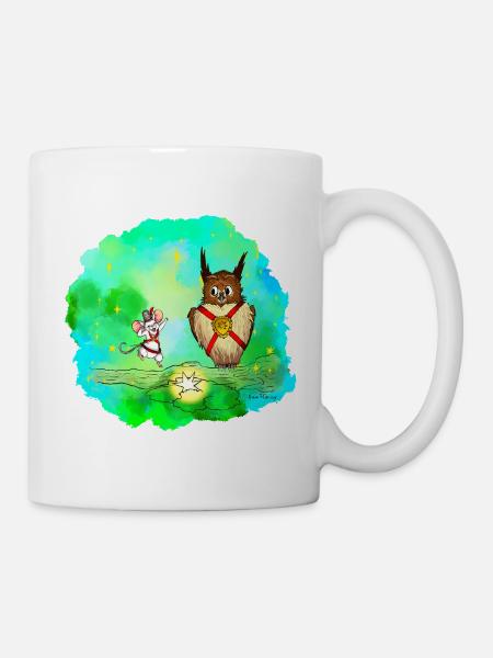 Stern-Sucher Maus und Eule - Tasse - Weiß