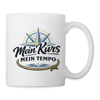 Mein Kurs mein Tempo maritimes Kompass Motiv - Tasse - Weiß - Rechts
