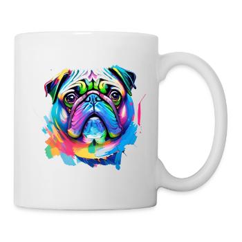 ug Dog Face Colorful Watercolor Art - Mug - white - Right