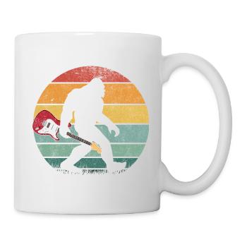 Bigfoot Sasquatch Rocker Guitar Sunset Retro - Mug - white - Right