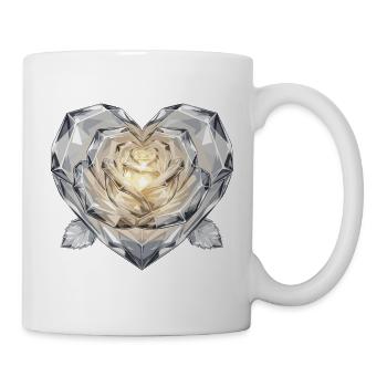 Geometrisch Kristallrose Herz - Tasse - Weiß - Rechts