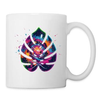 Farbexplosion Blattdesign - Tasse - Weiß - Rechts
