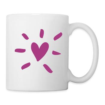 Herz Comic weinrot Liebe Love Hochzeit Strahlen - Tasse - Weiß - Rechts