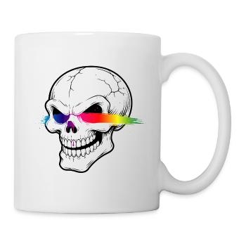 Totenkopf Neon Regenbogen Laser Augen Design   - Tasse - Weiß - Rechts