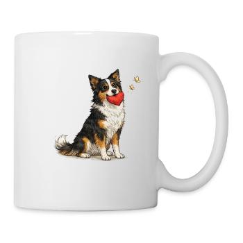 Border Collie Dog with Heart and Cuddle - Mug - white - Right