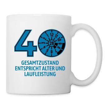 HU April 2026 - 40 Jahre - Geburtstag Geschenk - Tasse - Weiß - Rechts