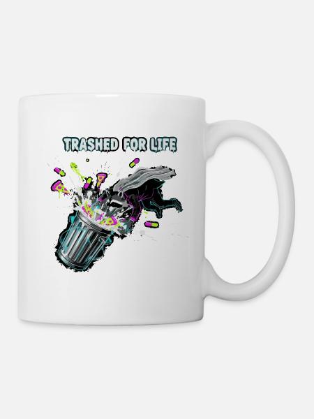 Waschbär Mülltonne Punk Graffiti - Tasse - Weiß