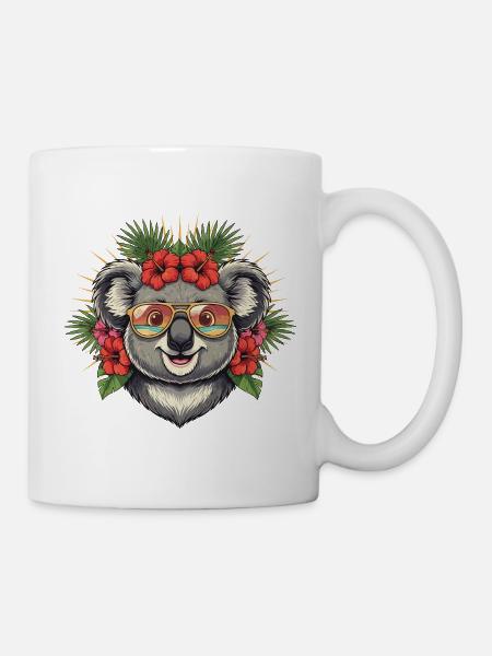 Tropischer Koala mit Sonnenbrille - Tasse - Weiß