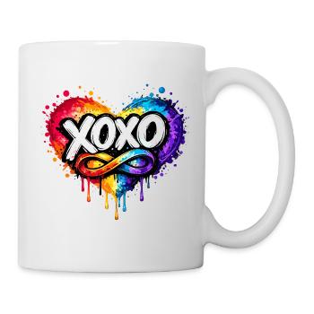 XOXO Liebe im Farbherz zum Valentinstag - Tasse - Weiß - Rechts