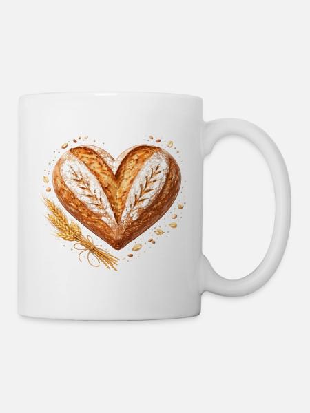 Herz Brot Backen Sauerteig Bäcker Design - Tasse - Weiß