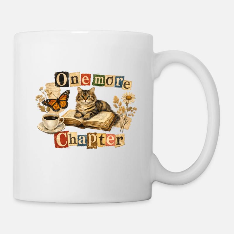 One More Chapter - Cozy Reading Cat - Tasse - Weiß