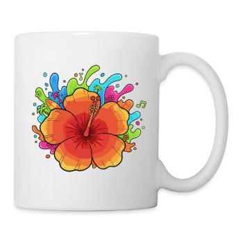 Hibiskus Splash Tropenfarben - Tasse - Weiß - Rechts