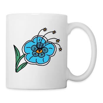 Handgezeichnete blaue Blume Kinder Kind - Tasse - Weiß - Rechts