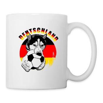 Deutschland Hund mit Fußball - Tasse - Weiß - Rechts