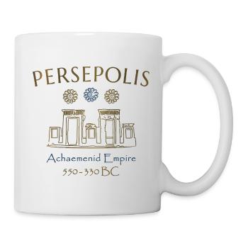 Iran, Persian Ruins of Persepolis, Drawing - Mug - white - Right