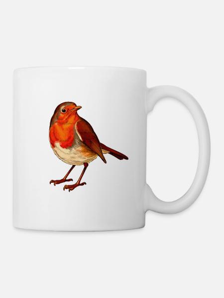 detailreiches Rotkehlchen motiv - Tasse - Weiß