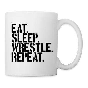 Manger, dormir, se battre, répéter la lutte, - Mug blanc - blanc - Droite