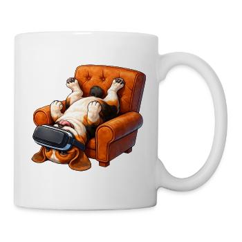 Hund mit VR Brille im Sessel - Tasse - Weiß - Rechts