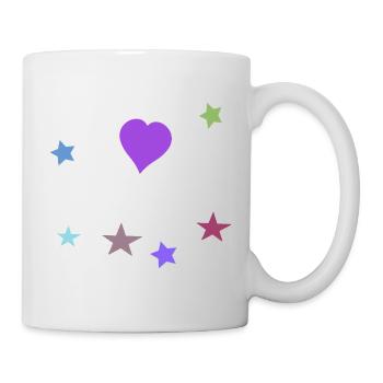 Herz und Sternchen Teenie Mädchen Vintage  - Tasse - Weiß - Rechts