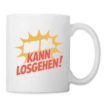 Bin Da Kann Losgehen JGA Büro Malle Festival Party - Tasse - Weiß - Rechts