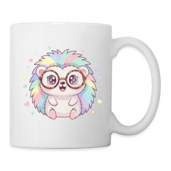 Hérisson arc-en-ciel avec des lunettes - Mug blanc - blanc - Droite