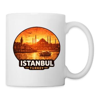 Coucher de soleil de la ligne d’horizon d’Istanbul - Mug blanc - blanc - Droite