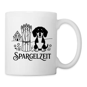 Dackel Spargelessen Spargelzeit - Tasse - Weiß - Rechts