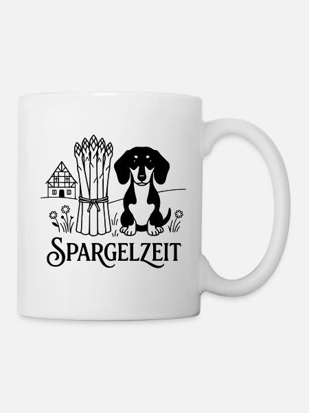 Dackel Spargelessen Spargelzeit - Tasse - Weiß