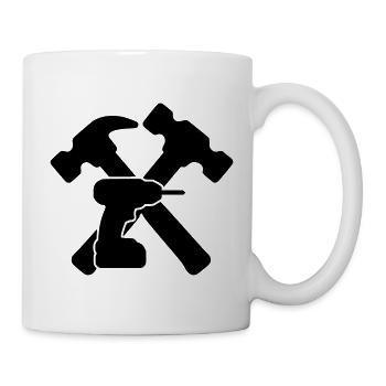 Tool Hammers Drill Silhouette - Mug - white - Right