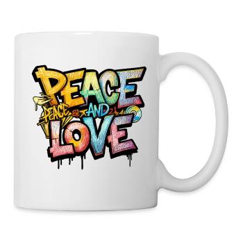 Peace and Love Graffiti - Tasse - Weiß - Rechts