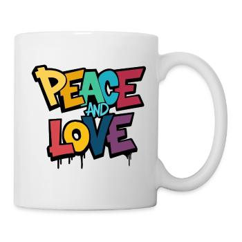 Peace and Love Color Explosion Street Art - Mug - white - Right
