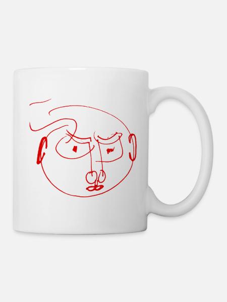 Abstraktes rotes Künstlergesicht Geschenk - Tasse - Weiß