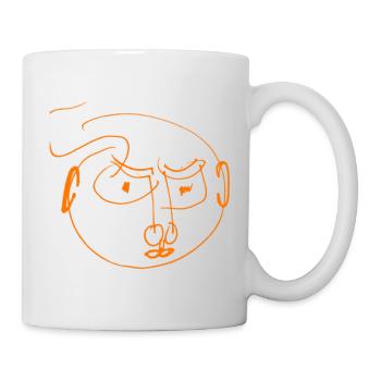 Oranger Strichgesicht abstrakt und wütend - Tasse - Weiß - Rechts