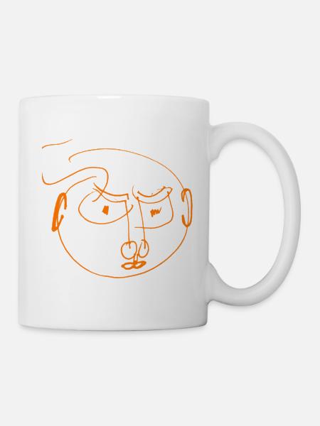 Oranger Strichgesicht abstrakt und wütend - Tasse - Weiß
