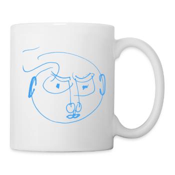 Gribouillis Portrait des Lignes Bleues - Mug blanc - blanc - Droite
