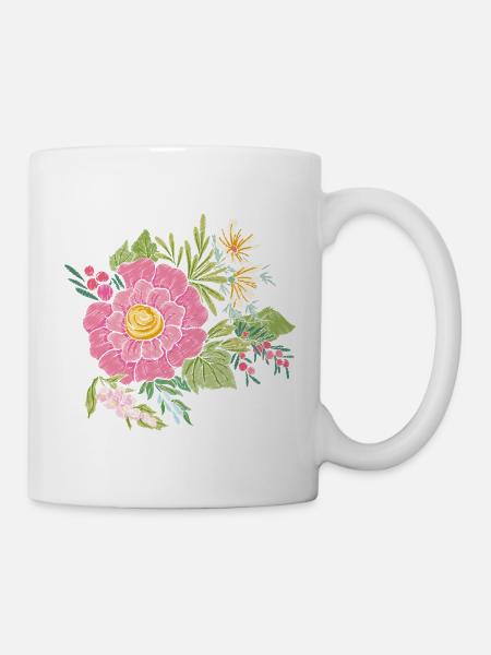 Blumenbild - Tasse - Weiß