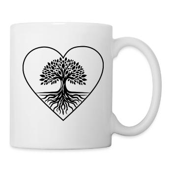 Tree of Life Heart Black - Symbol of Love & Power - Mug - white - Right