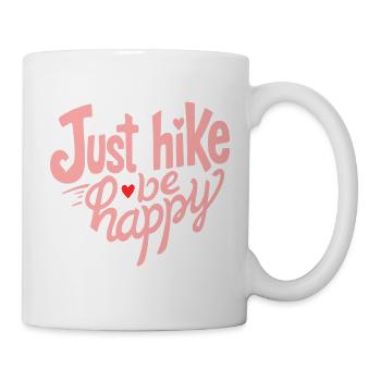 Wandern - Just hike be happy – Pink Typo - Tasse - Weiß - Rechts