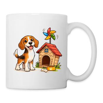 Beagle Dog Funny Dog House Fun Design - Mug - white - Right