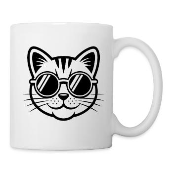 Coole Katze mit Sonnenbrille - Tasse - Weiß - Rechts